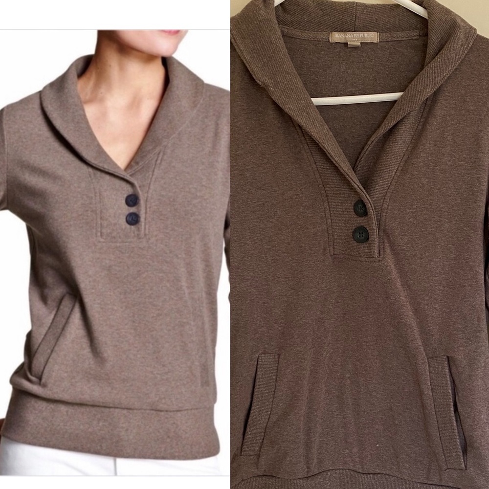 Banana Republic Gray Pullover Sweatshirt Size S Petite EUC